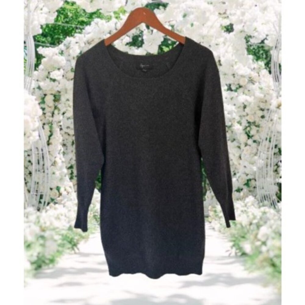 Aqua Cashmere Womens Dark Gray Sweater Dress XS 3/4 Sleeve 100% Cashmere